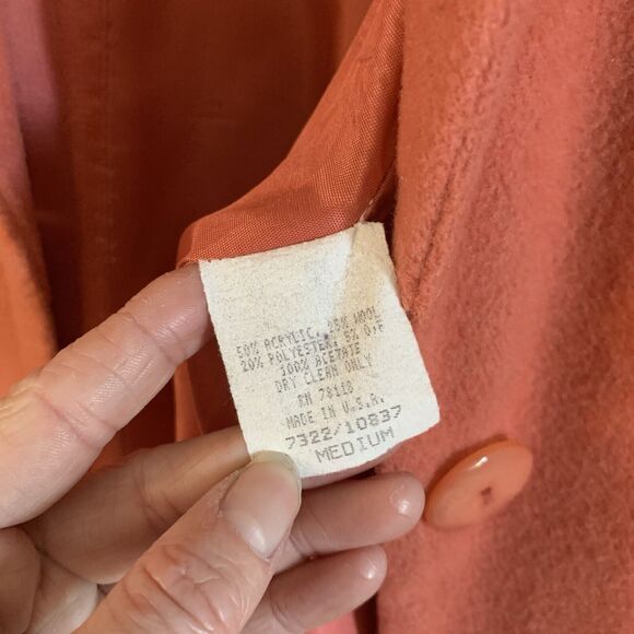 Vintage Blazer Jacket Academia Preppy Old Money Peach Pink Wool Blend Medium - Picture 5 of 6